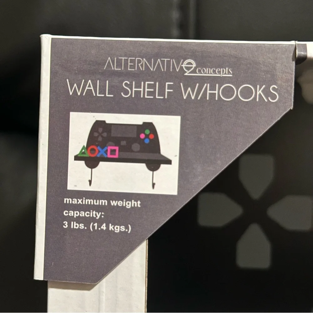 PlayStation Controller Wall Shelf Decor with Hooks Black Logo Buttons Brand New